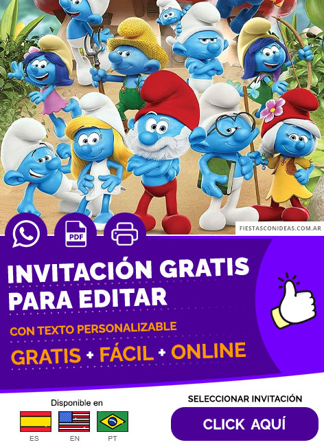 Invitación Fiesta Temática De Los Pitufos Gratis Para Editar, Imprimir, PDF o Whatsapp
