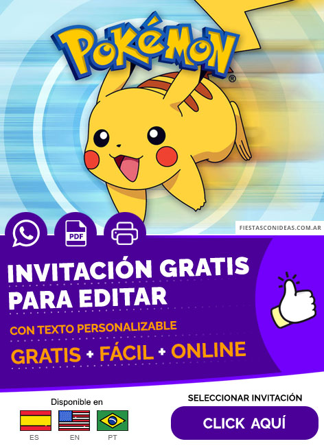 Invitación Fiesta Temática De Pikachu Gratis Para Editar, Imprimir, PDF o Whatsapp