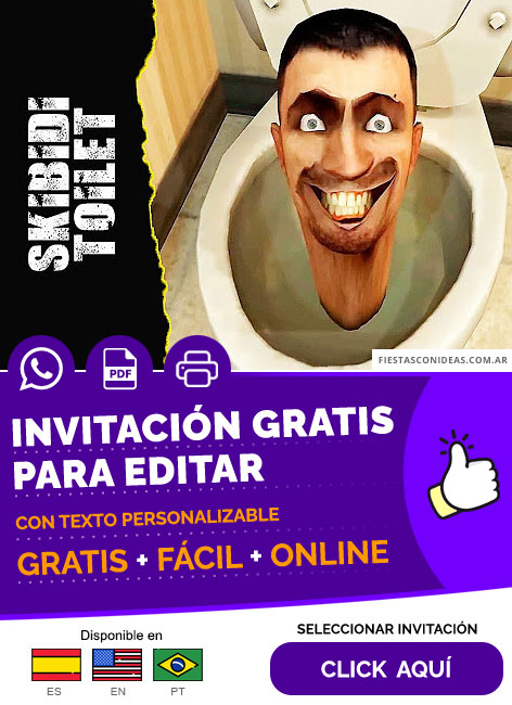 Invitación Fiesta Temática De Skibidi Toilet Gratis Para Editar, Imprimir, PDF o Whatsapp