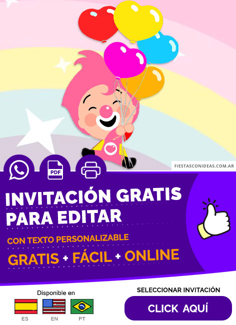 Invitación Fiesta Temática De Super Plim Plim Arcoiris Pastel Gratis Para Editar, Imprimir, PDF o Whatsapp