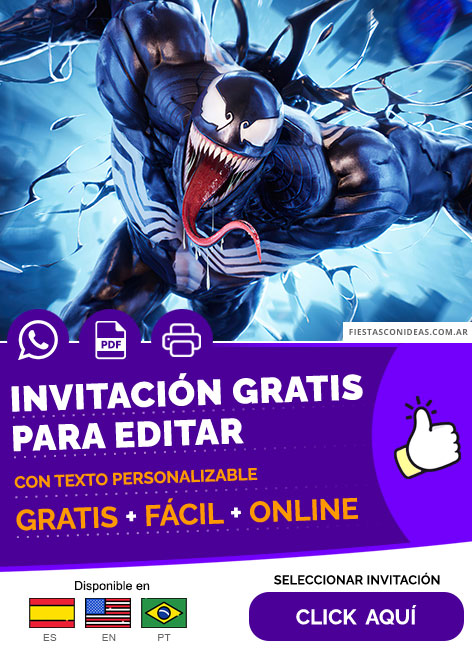Invitación Fiesta Temática De Venom Skin Fornite Gratis Para Editar, Imprimir, PDF o Whatsapp