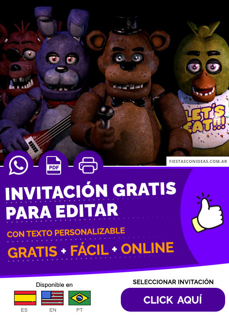 Invitación Fiesta Temática Fnaf Five Nights At Freddys Gratis Para Editar, Imprimir, PDF o Whatsapp