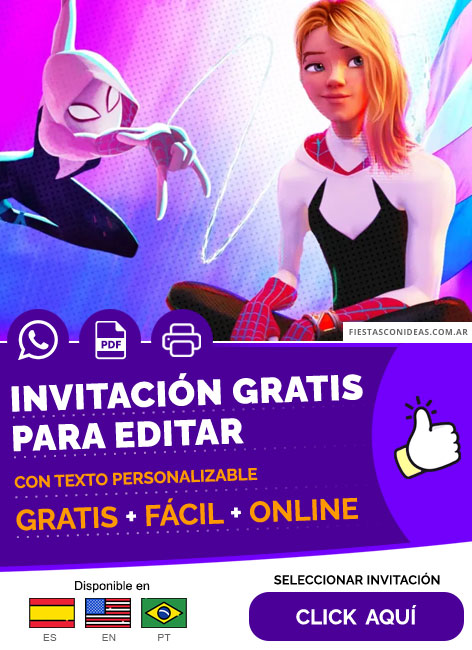 Invitación Fiesta Temática Gwen Stacy Spider Gwen Gratis Para Editar, Imprimir, PDF o Whatsapp