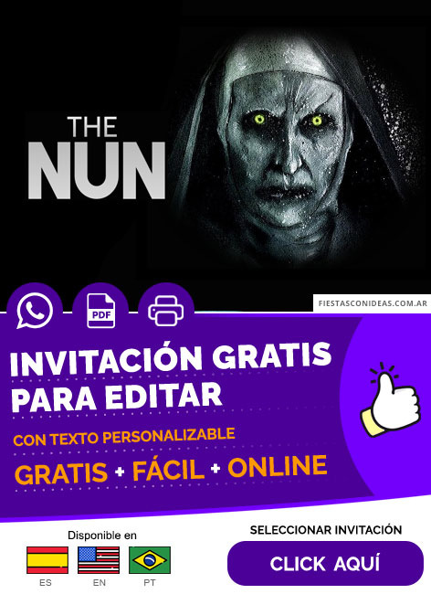Invitación Fiesta Temática The Nun II Saga El Conjuro Gratis Para Editar, Imprimir, PDF o Whatsapp
