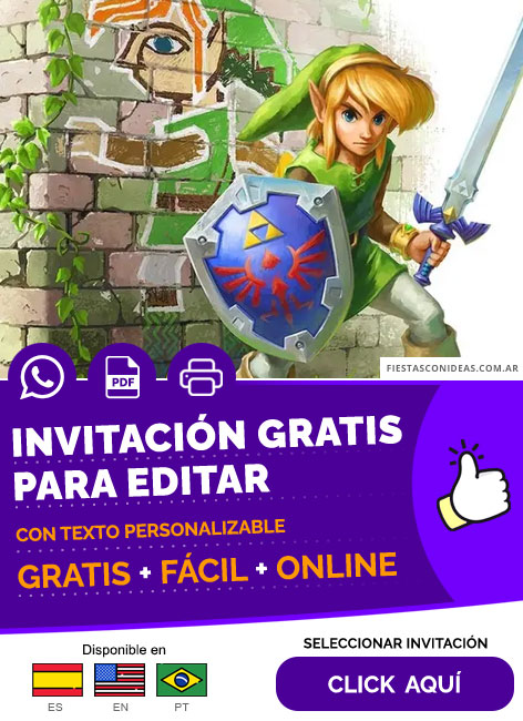 Invitación Fiesta The Legend Of Zelda Link Between Worlds Gratis Para Editar, Imprimir, PDF o Whatsapp