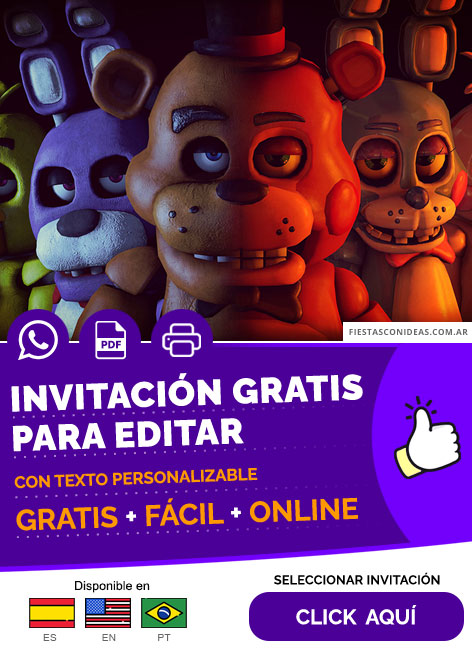 Invitación Fnaf Five Nights At Freddys Animatronics Gratis Para Editar, Imprimir, PDF o Whatsapp