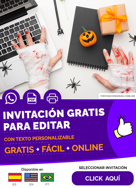 Invitación Halloween Fiesta De Oficina Manos Sangrientas Gratis Para Editar, Imprimir, PDF o Whatsapp