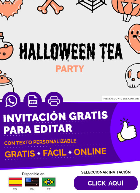 Invitación Halloween Tea Party Fantasmas Y Posiones Gratis Para Editar, Imprimir, PDF o Whatsapp