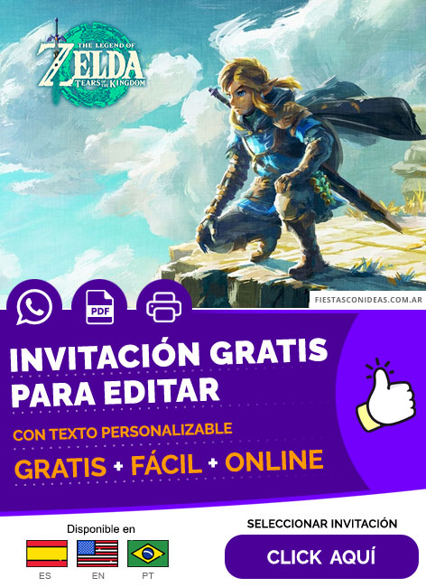 Invitación Legend Of Zelda Link Reino De Hyrule Gratis Para Editar, Imprimir, PDF o Whatsapp
