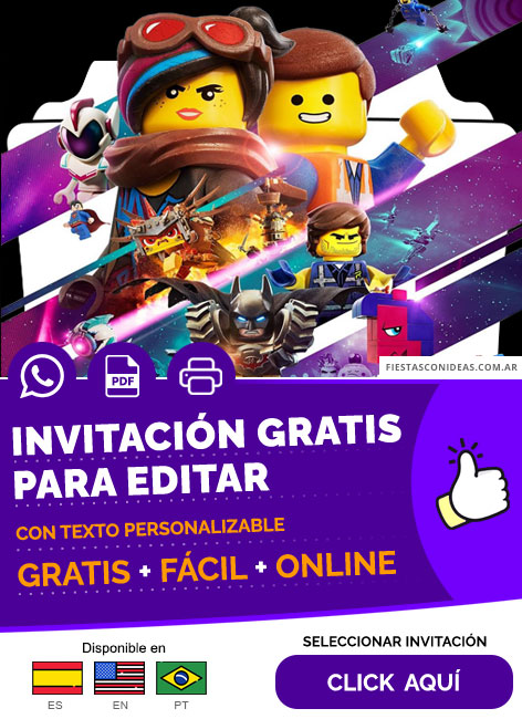 Invitación Lego La Gran Aventura Gratis Para Editar, Imprimir, PDF o Whatsapp
