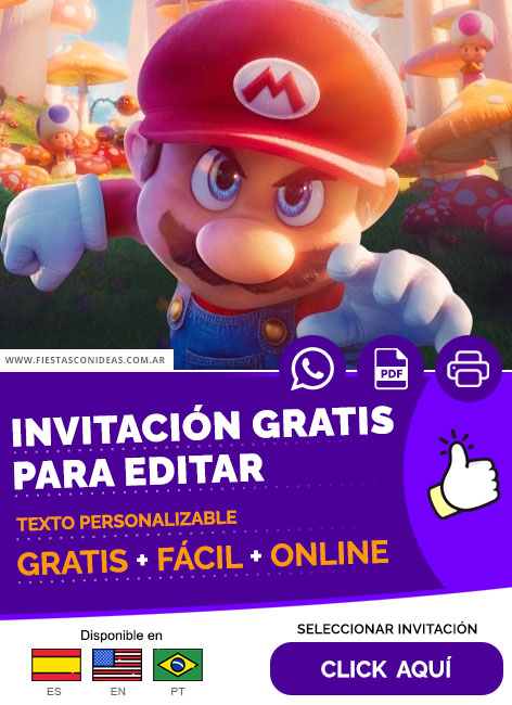 Invitación Online Super Mario Bros Gratis Para Editar, Imprimir, PDF o Whatsapp