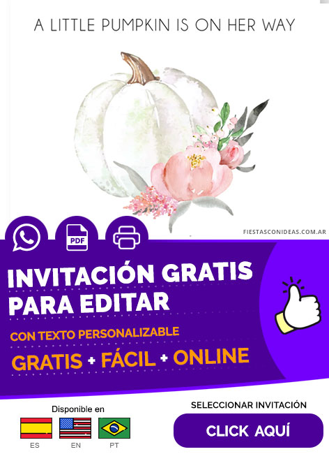 Invitación Para Baby Shower De Calabaza Gratis Para Editar, Imprimir, PDF o Whatsapp