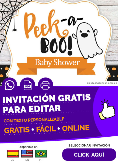 Invitación Para Baby Shower De Halloween Boo Gratis Para Editar, Imprimir, PDF o Whatsapp