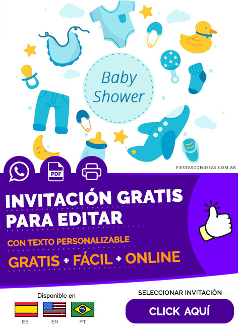 Invitación Para Baby Shower Niño Gratis Para Editar, Imprimir, PDF o Whatsapp
