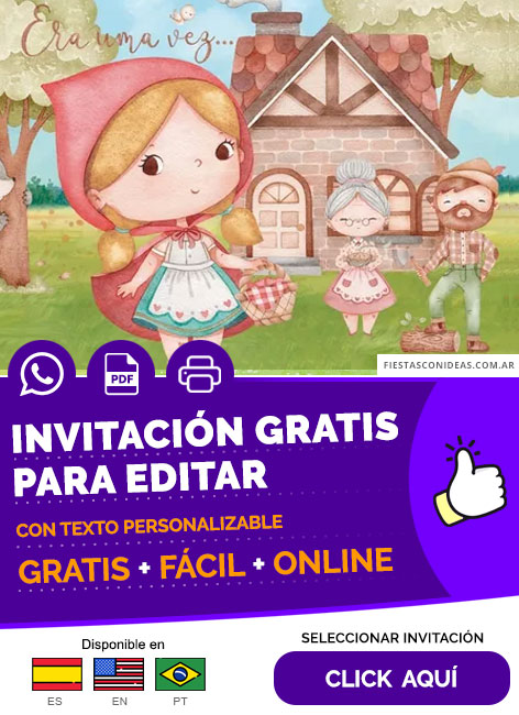 Invitación Para Cumpleaños De Caperucita Roja Gratis Para Editar, Imprimir, PDF o Whatsapp