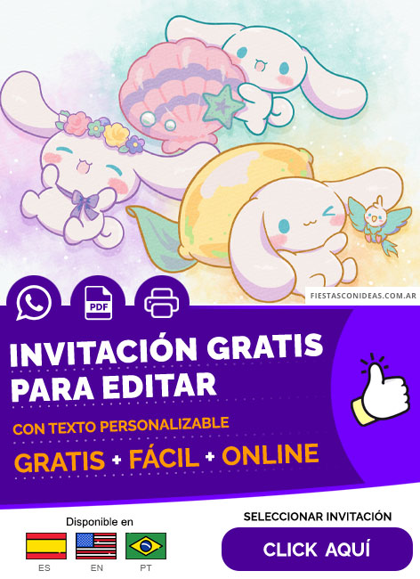 Invitación Para Cumpleaños De Cinnamoroll Y Amigos Colores Soft And Cute Gratis Para Editar, Imprimir, PDF o Whatsapp