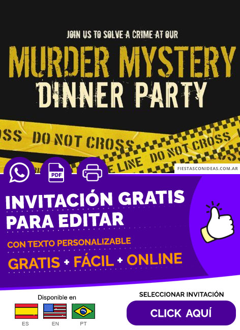 Invitación Para Fiesta Temática Asesinato Escena Del Crimen Gratis Para Editar, Imprimir, PDF o Whatsapp