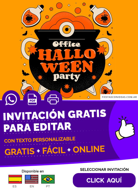 Invitación Para Halloween Office Party Caldero Con Posion Magica Gratis Para Editar, Imprimir, PDF o Whatsapp