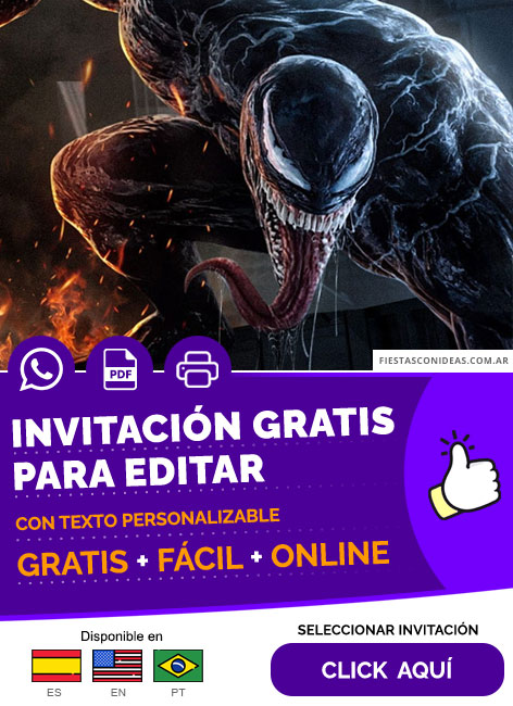 Invitación Personalizable De Venom 2 Pelicula De Marvel Gratis Para Editar, Imprimir, PDF o Whatsapp