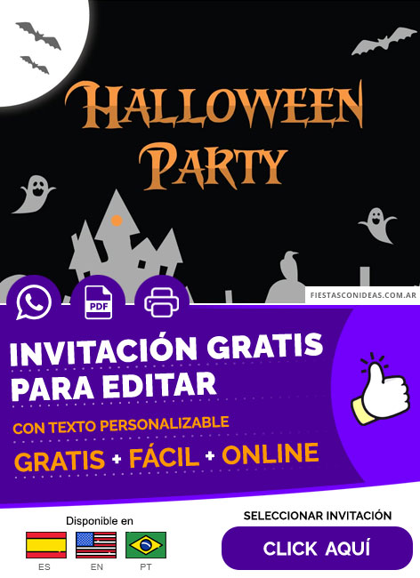 Invitación Personalizable Fiesta De Halloween Castillo Embrujado Gratis Para Editar, Imprimir, PDF o Whatsapp