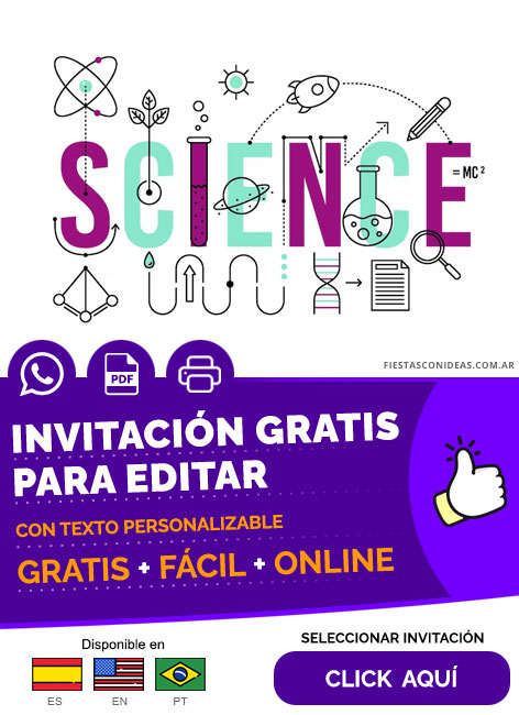 Invitación Pijamada Ciencia Party Experimentos Para Chicos Gratis Para Editar, Imprimir, PDF o Whatsapp