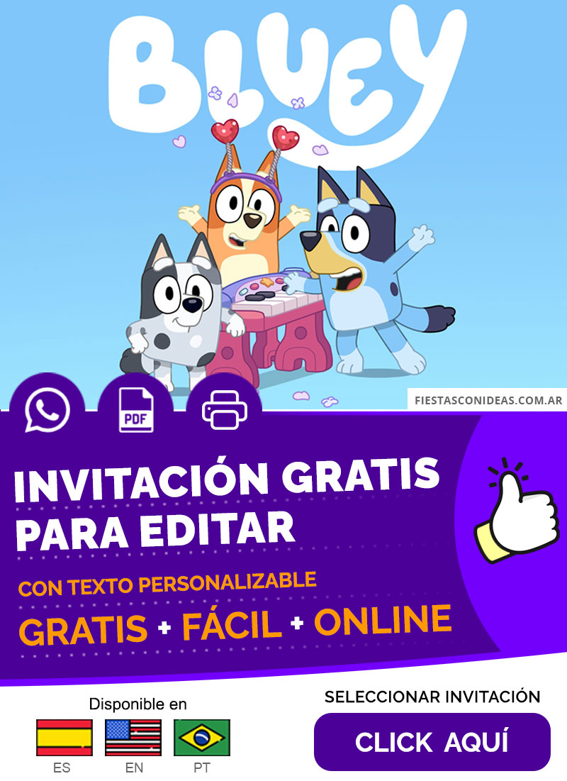 Invitación Pijamada De Bluey Y Bingo Gratis Para Editar, Imprimir, PDF o Whatsapp