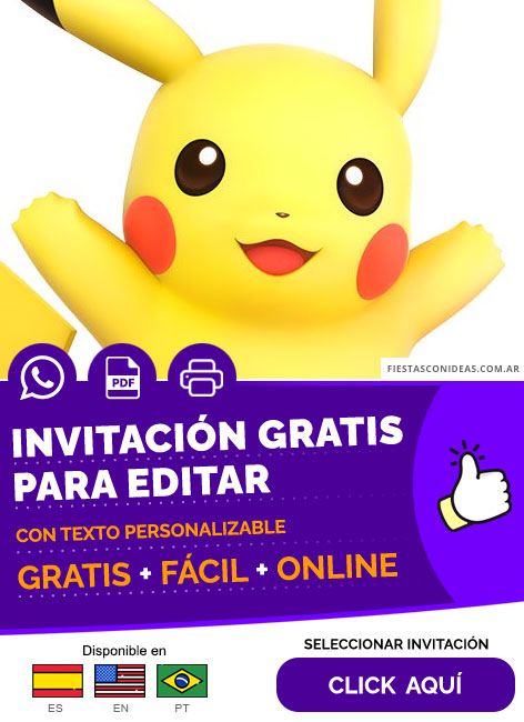 Invitación Pijamada De Pikachu Gratis Para Editar, Imprimir, PDF o Whatsapp