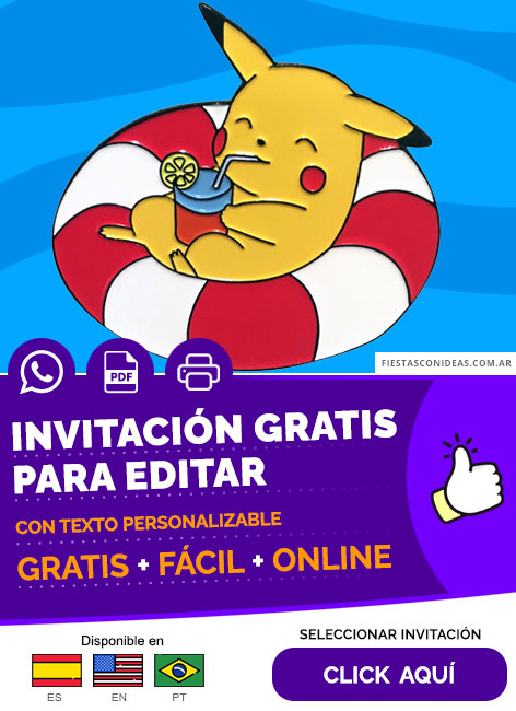 Invitación Pool Party De Pokemon Gratis Para Editar, Imprimir, PDF o Whatsapp
