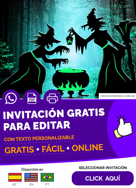 Invitación Temática Halloween Te De Brujas Bosque Tenebroso Gratis Para Editar, Imprimir, PDF o Whatsapp