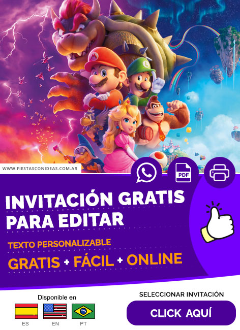 Invitación Temática De Super Mario Bros Gratis Para Editar, Imprimir, PDF o Whatsapp