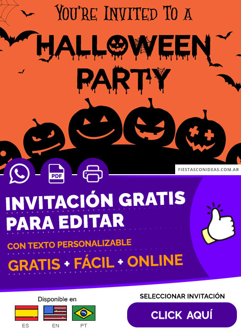Modelo De Invitación De Fiesta De Halloween Calabazas Tenebrosas Gratis Para Editar, Imprimir, PDF o Whatsapp
