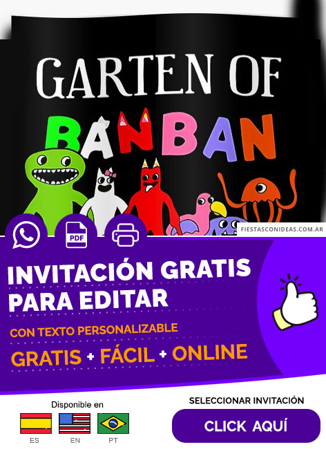 Modelo De Invitación Fiesta Garten Of Banban Gratis Para Editar, Imprimir, PDF o Whatsapp