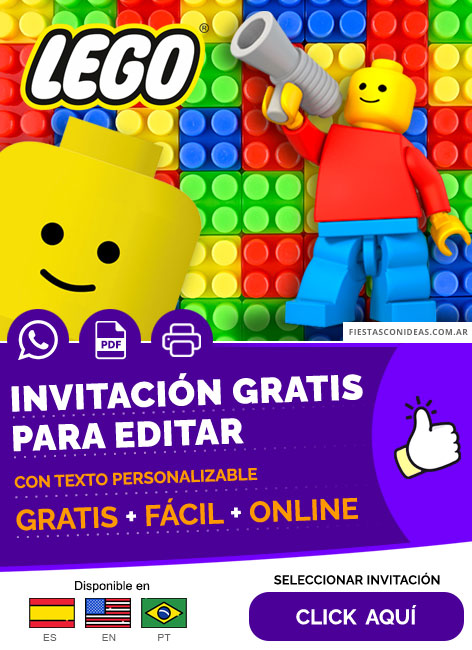 Plantilla De Invitación Temática Lego Cumpleaños Gratis Para Editar, Imprimir, PDF o Whatsapp