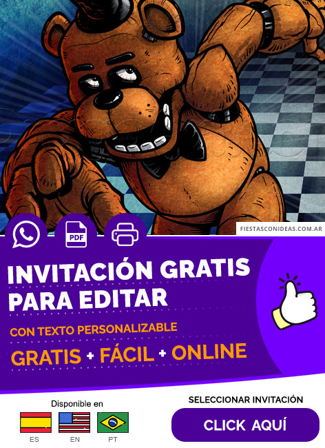 Tarjeta De Cumpleaños Personalizable Freddy Fazbear Fnaf Gratis Para Editar, Imprimir, PDF o Whatsapp