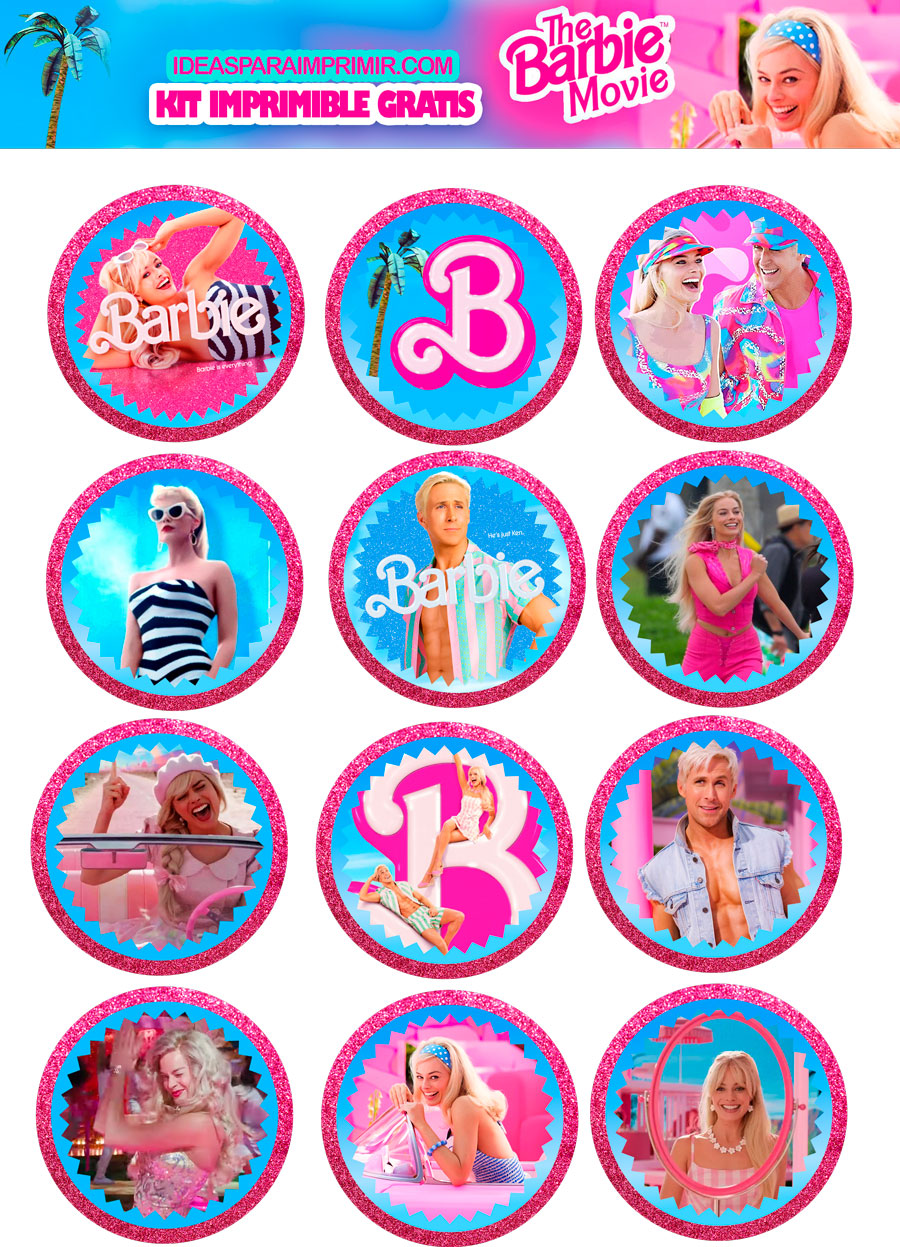 Toppers de Barbie para cupcakes