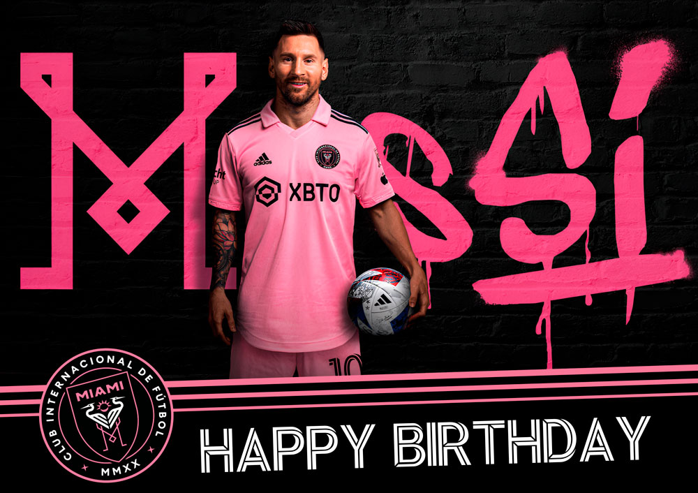 Messi Inter Miami Happy Birthday Poster