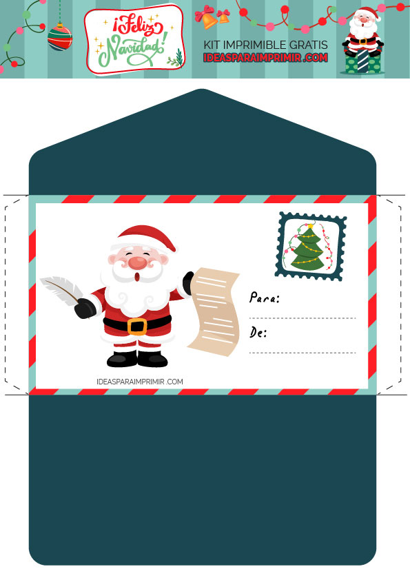 Carta para Papá Noel o Santa Claus y sobre para imprimir