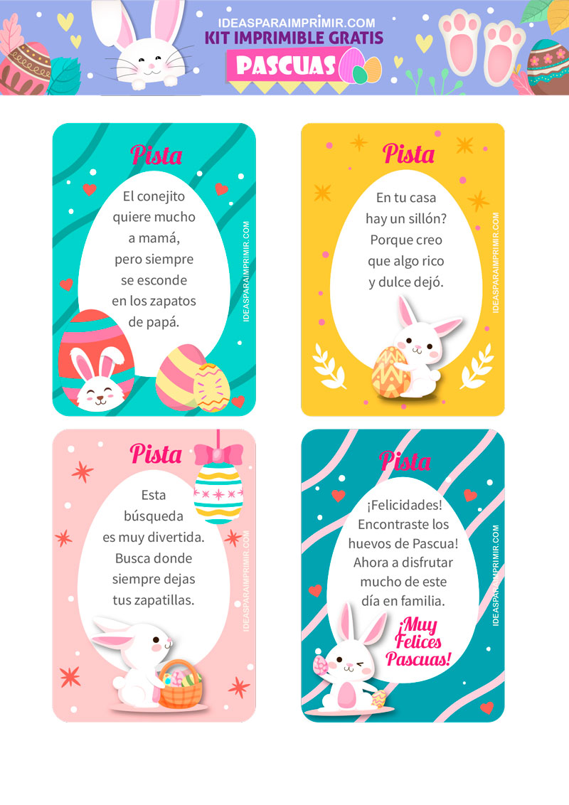 Pistas del Conejo de Pascua para imprimir gratis