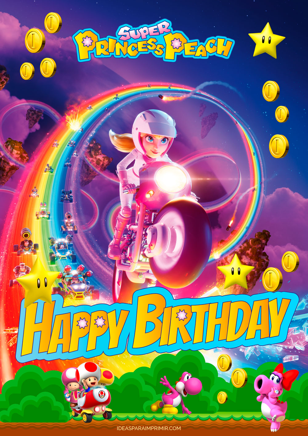 Princess Peach Happy Birthday Poster