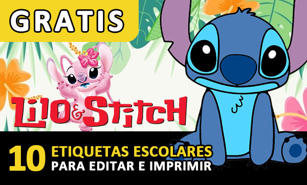 Etiquetas escolares de Stitch