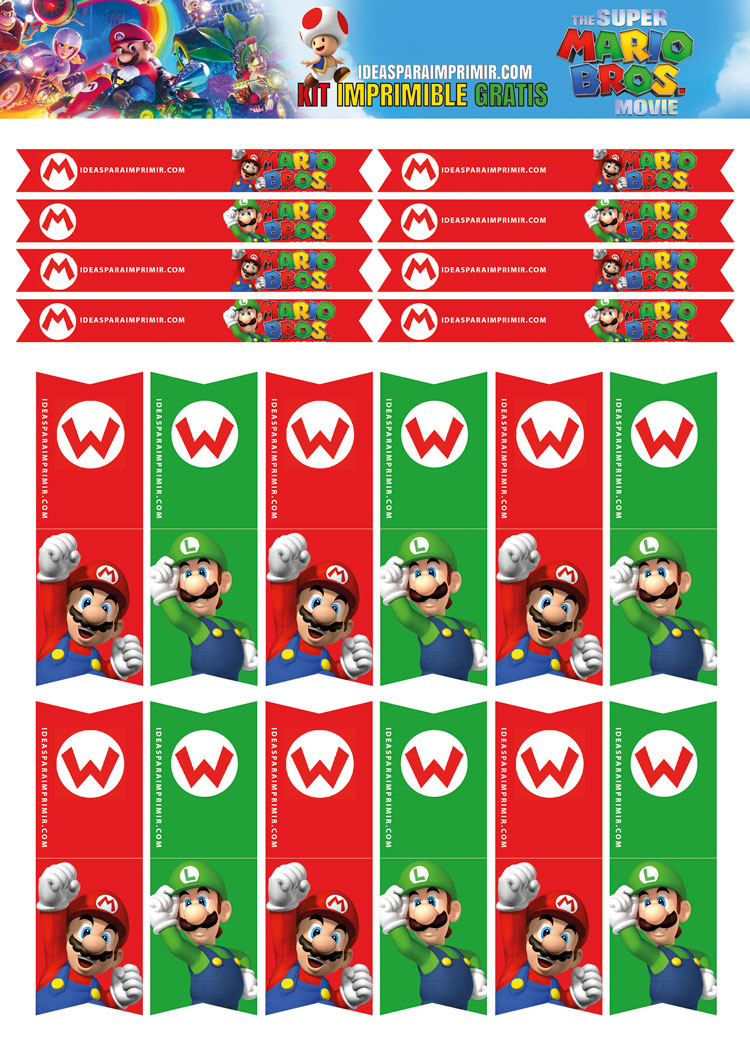 Etiqueta para cerrar souvenires de Mario Bros