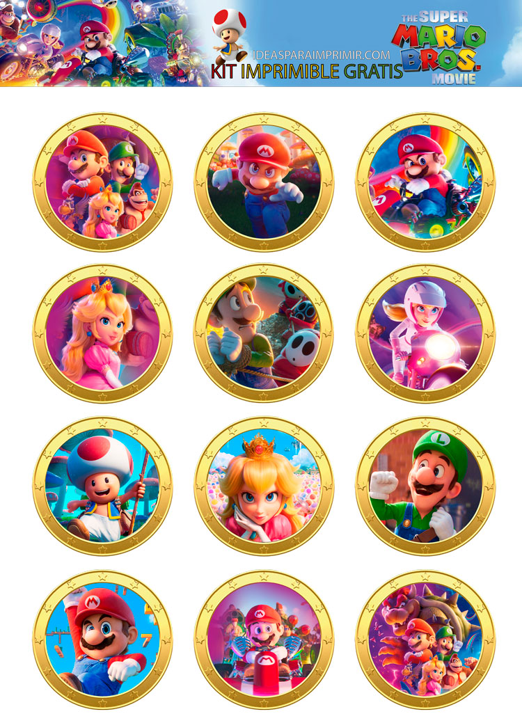 Toppers de Mario Bros para cupcakes