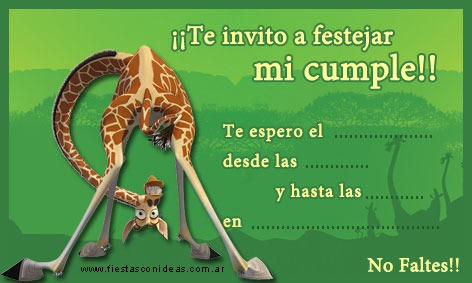 Tarjeta de cumpleaños de Melman Madagascar para imprimir