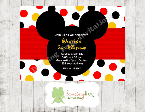 Tarjeta de invitación de Mickey Mouse