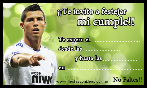 Tarjeta de cumpleaños de Cristiano Ronaldo 2012 - Real Madrid para imprimir gratis