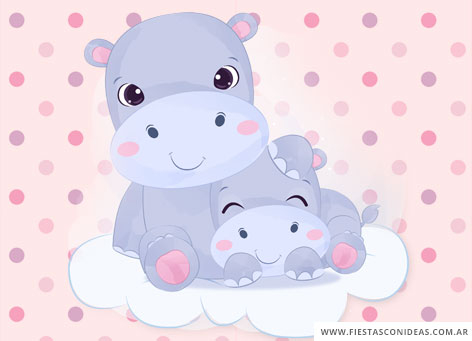 Invitación de Baby Shower Hipopótamos