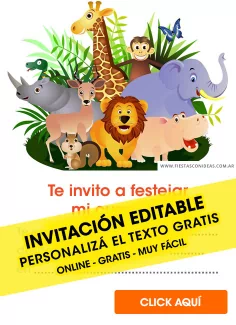 Invitaciones de Animalitos de la selva