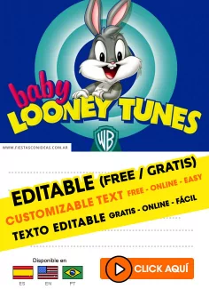 Invitaciones de Looney Tunes Bebés