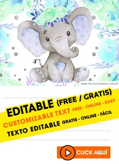 Invitaciones de Baby Shower Elefantito
