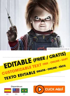 Invitaciones de Chucky el muñeco diabólico